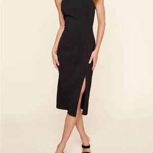 Black Keyhole Midi Halter Dress
